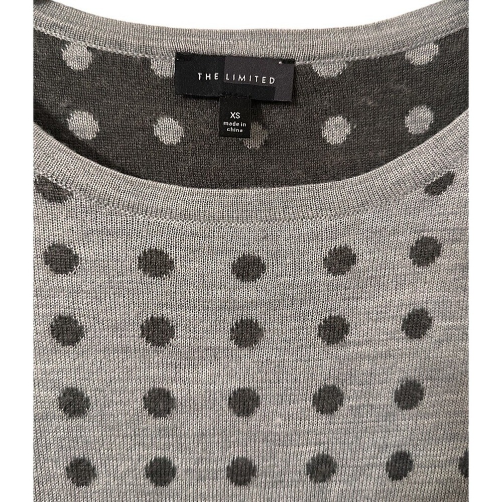 The Limited Women's Gray Polkadot Round Neck Sweater Size XS - Picture 2 of 4